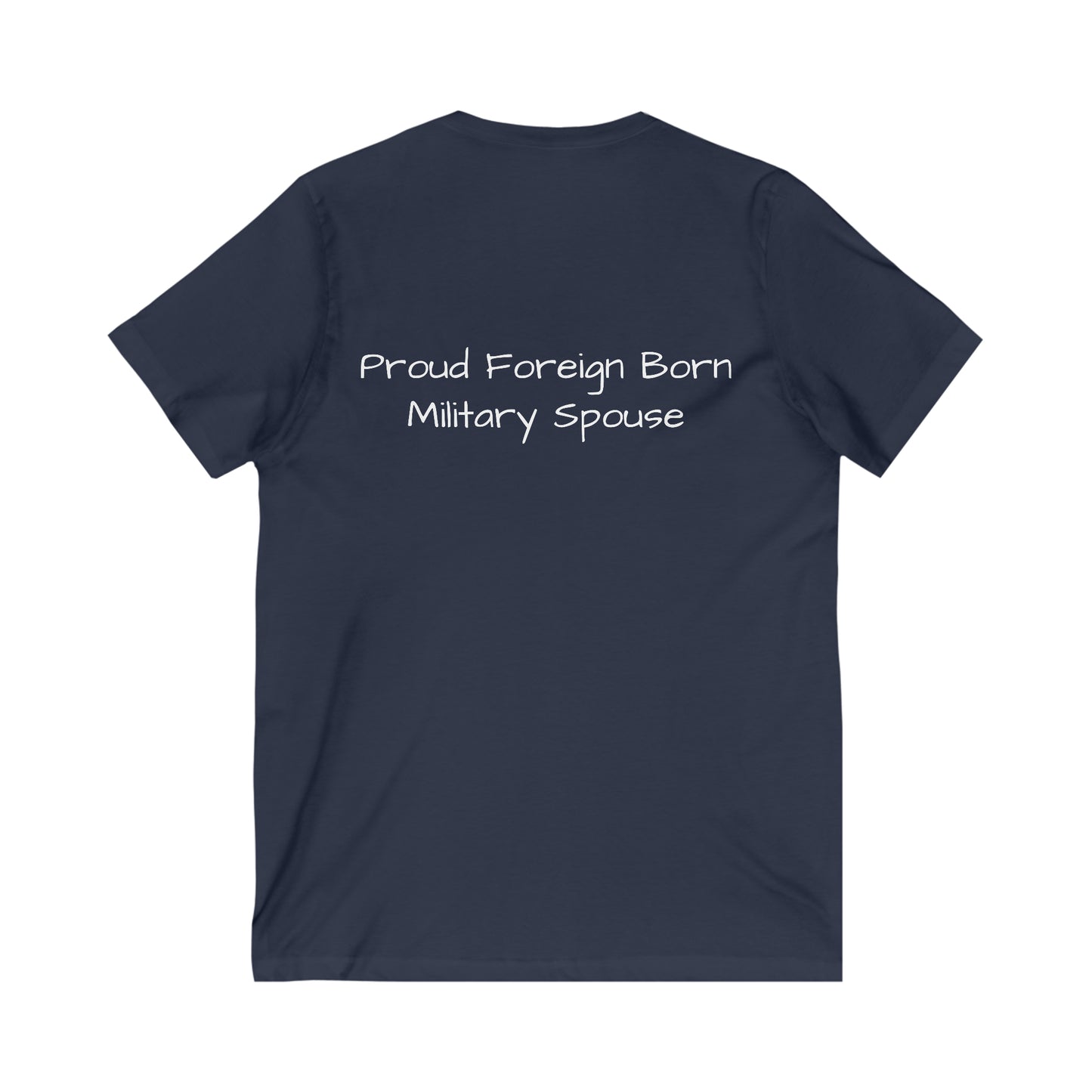 Foreign Born Military Spouses V-Neck Compass 1 Tee