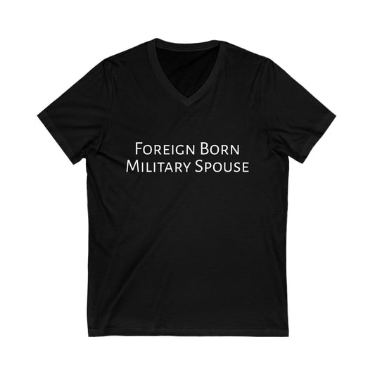 Foreign Born Military Spouses V-Neck Tags Tee