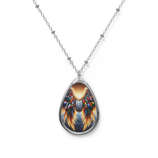 Foreign Born Military Spouse - Oval Necklace